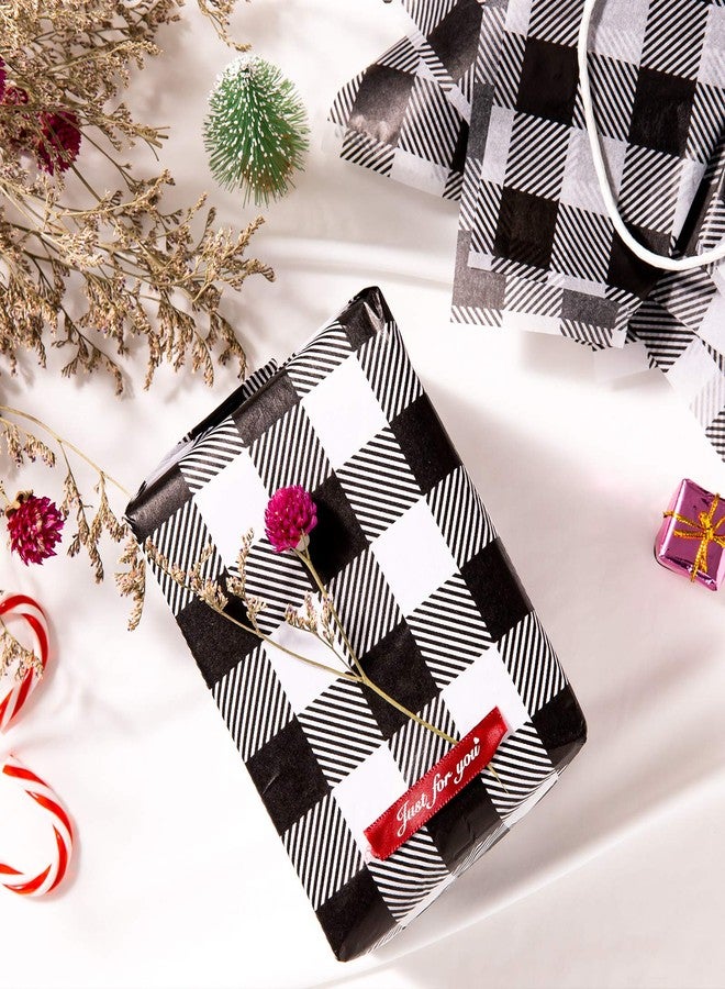 وولاين ورق تغليف هدايا من والين، 120 ورقة، بنقشة مربعات الجاموس، أبيض وأسود، 13.78 بوصة × 19.69 بوصة، مناسب لأعياد الميلاد، رأس السنة، أعياد الميلاد، وحفلات الزفاف - Image 4